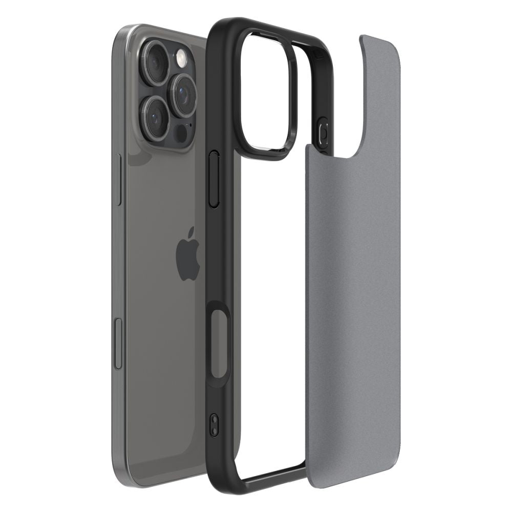 Custodia per Apple iPhone 16 Pro, Spigen, Ultra Hybrid, Nero Satinato ACS08124