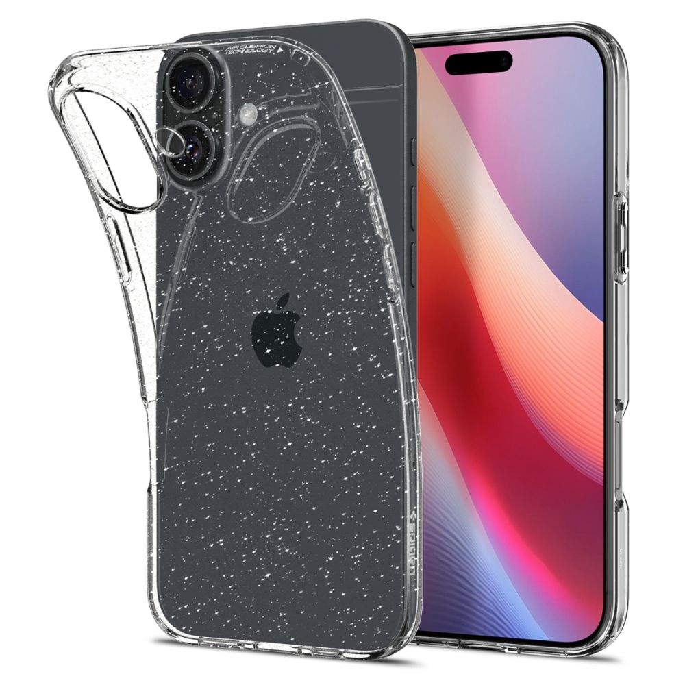 Custodia per Apple iPhone 16, Spigen, Liquid Crystal Glitter, Trasparente ACS08192