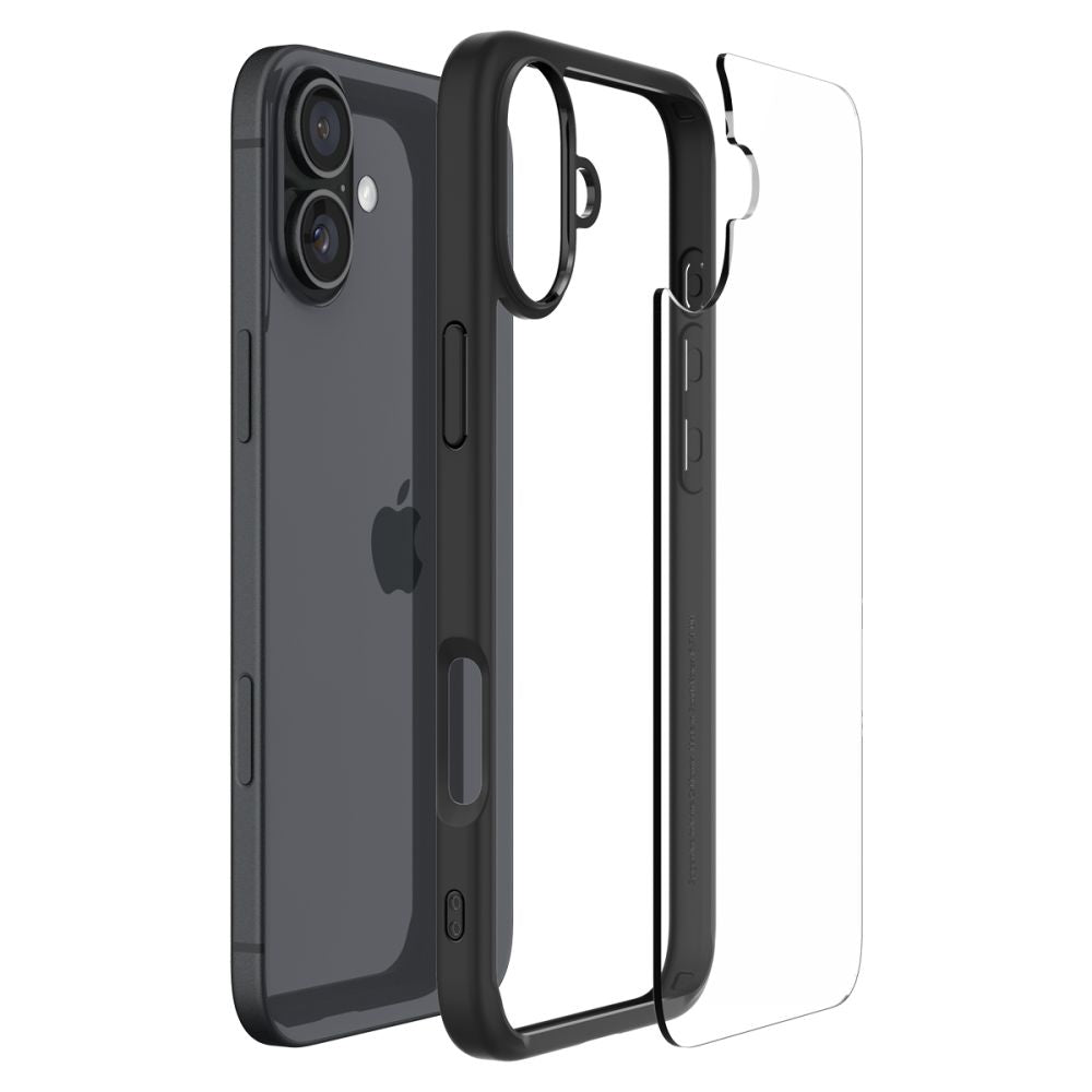 Custodia per Apple iPhone 16, Spigen, Ultra Hybrid, Nero Opaco ACS08201