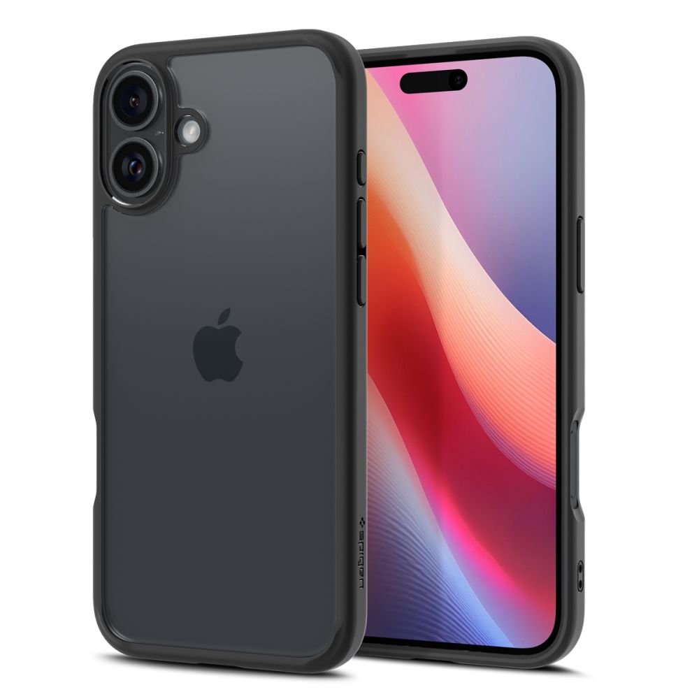 Custodia per Apple iPhone 16, Spigen, Ultra Hybrid, Nero Opaco ACS08201