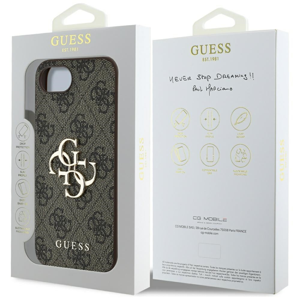 Custodia per Apple iPhone 17e / 16e, Guess, 4G Big Logo, Marrone