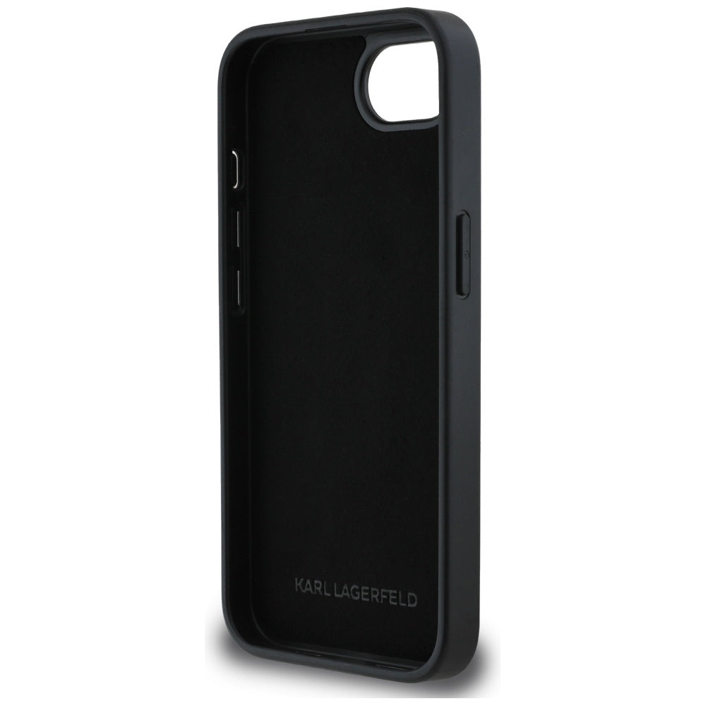 Custodia per Apple iPhone 17e / 16e, Karl Lagerfeld, Glitter Fixed Karl & Choupette's Heads, Argento
