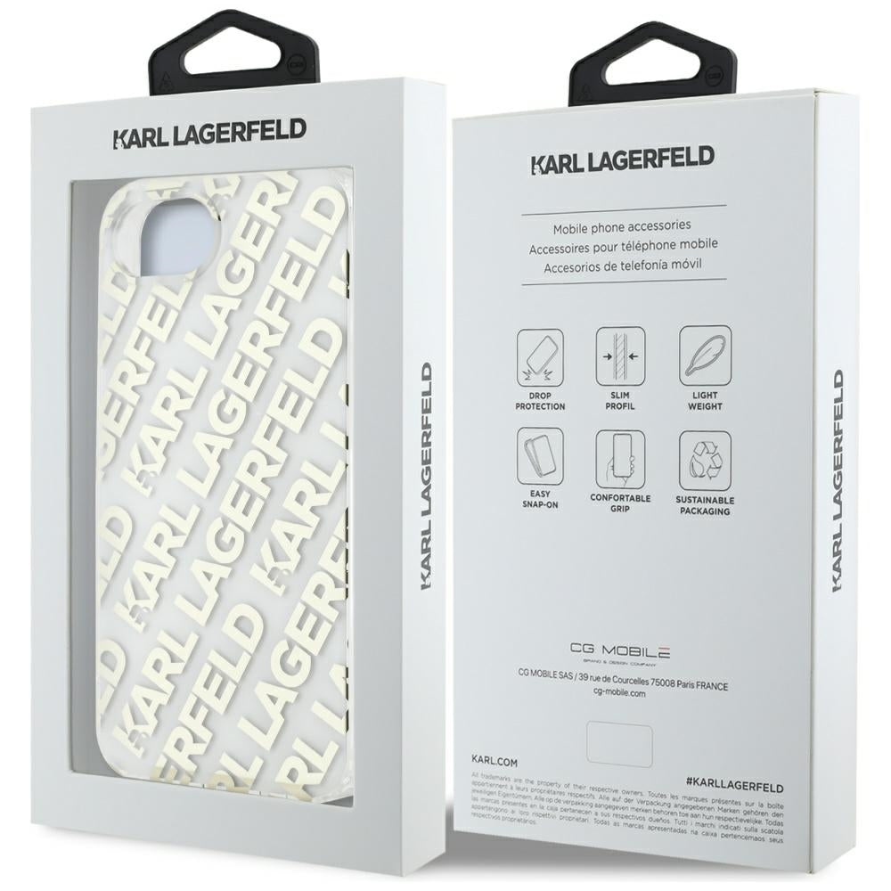 Custodia per Apple iPhone 17e / 16e, Karl Lagerfeld, IML Luxury Gold Fullover Logo, Dorata