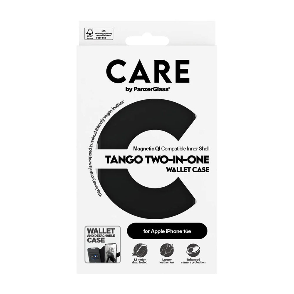Hülle für Apple iPhone 17e / 16e, PanzerGlass, Care Feature Tango Two-in-One, Schwarz
