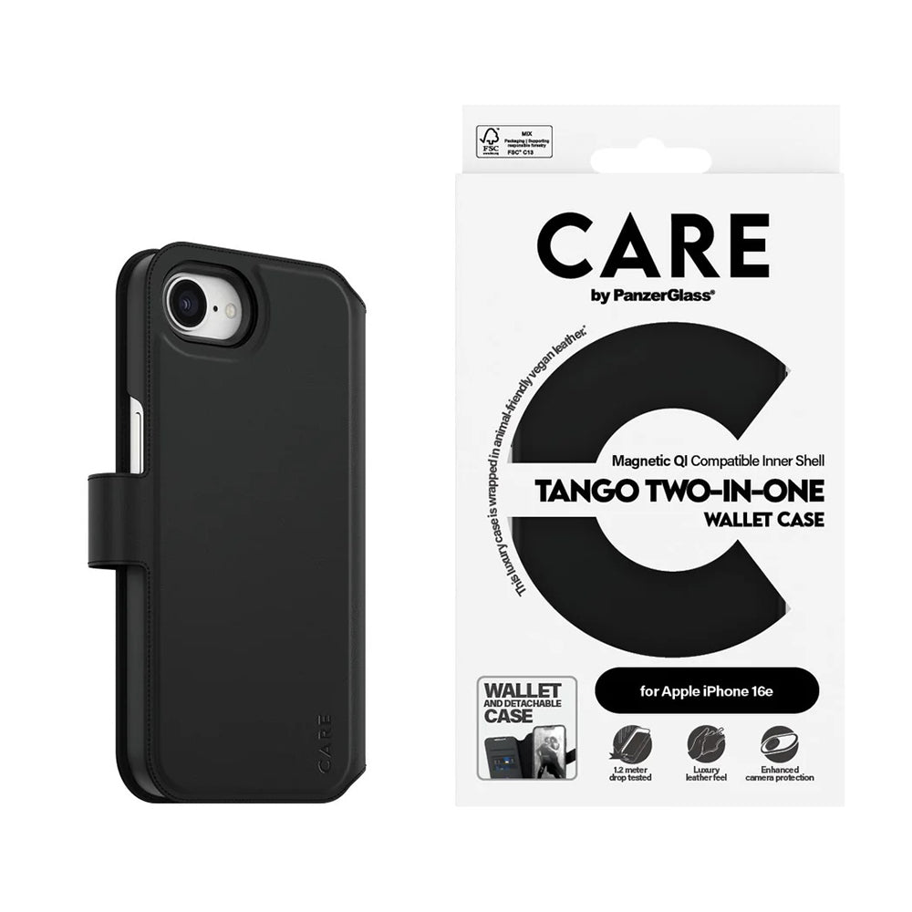 Hülle für Apple iPhone 17e / 16e, PanzerGlass, Care Feature Tango Two-in-One, Schwarz
