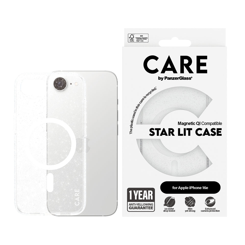 Hülle für Apple iPhone 17e / 16e, PanzerGlass, Care Urban Combat Star Lit, Transparent Weiß