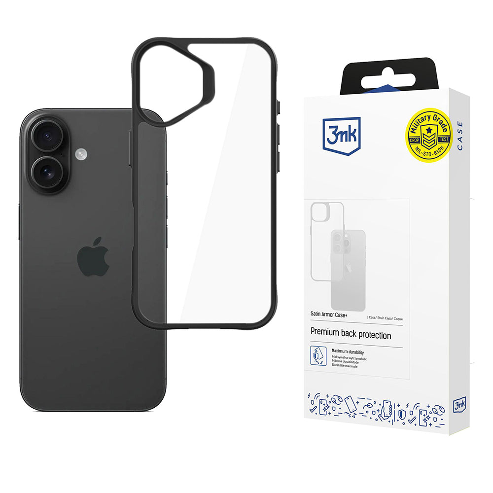 Case for Apple iPhone 17, 3MK, Satin Armor Case+, Black