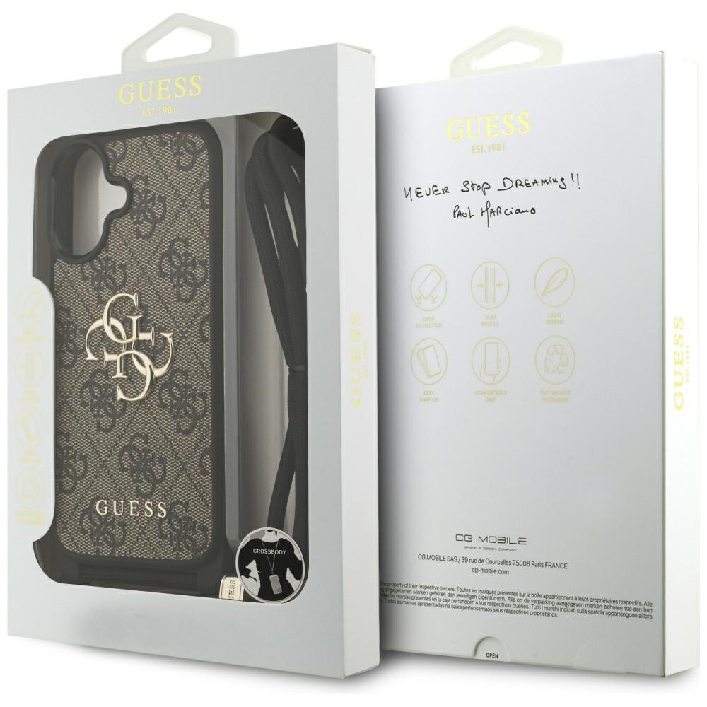 Custodia per Apple iPhone 17, Guess, 4G CBDY Big Logo con Cinturino, Marrone