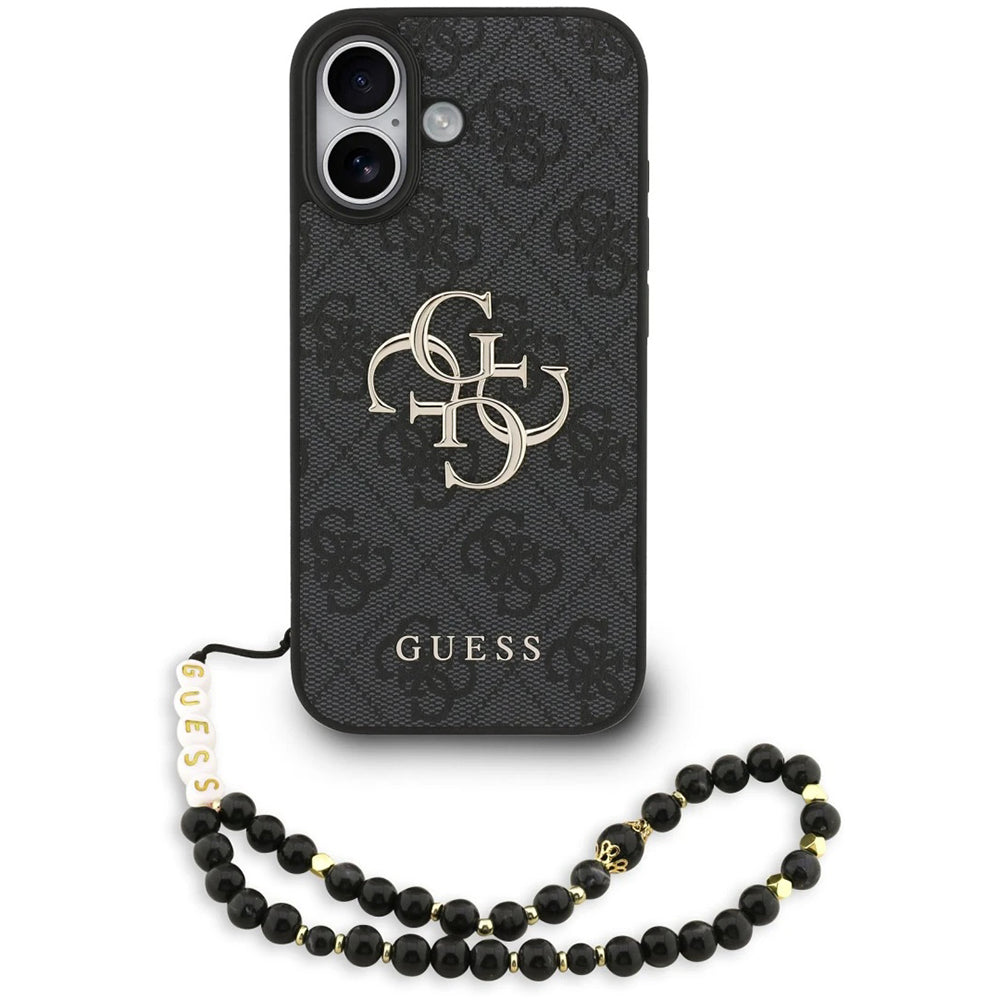 Custodia per Apple iPhone 17, Guess, 4G Classic Logo con Cinturino, Nera