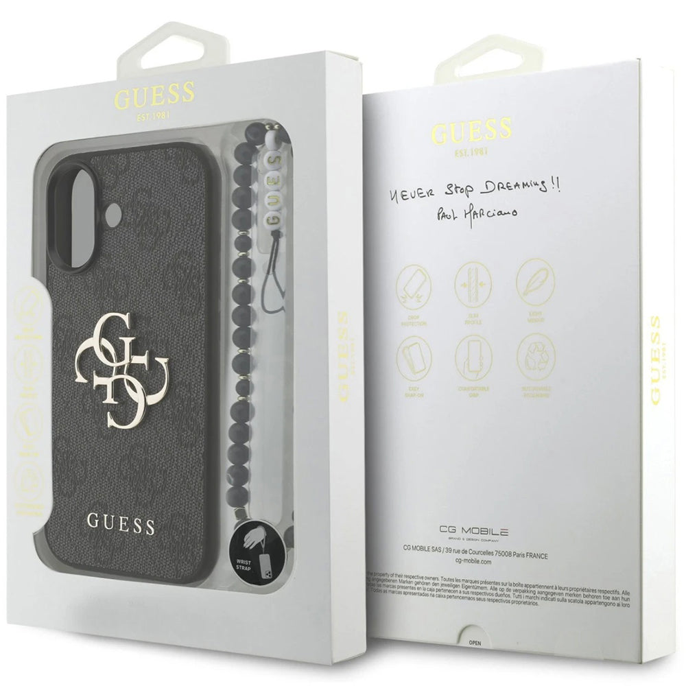 Custodia per Apple iPhone 17, Guess, 4G Classic Logo con Cinturino, Nera