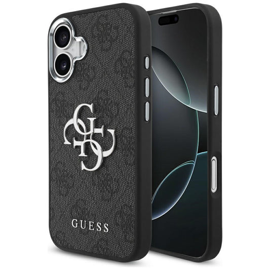 Custodia per Apple iPhone 17, Guess, Big 4G Logo Classic, Nera Argentata