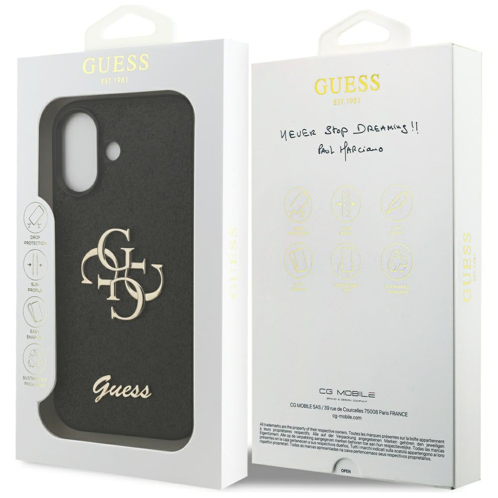 Étui pour Apple iPhone 17, Guess, Fixed Glitter Big 4G, Noir