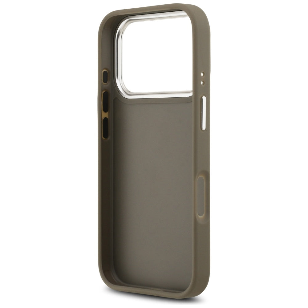 Custodia per Apple iPhone 17 Pro, Guess, 4G Grained Big And Classic Logo, Marrone Argentato