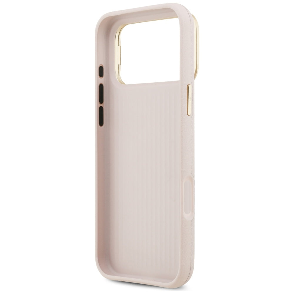 Étui pour Apple iPhone 17 Pro, Guess, Grained Big 4G Stand Camera, Rose