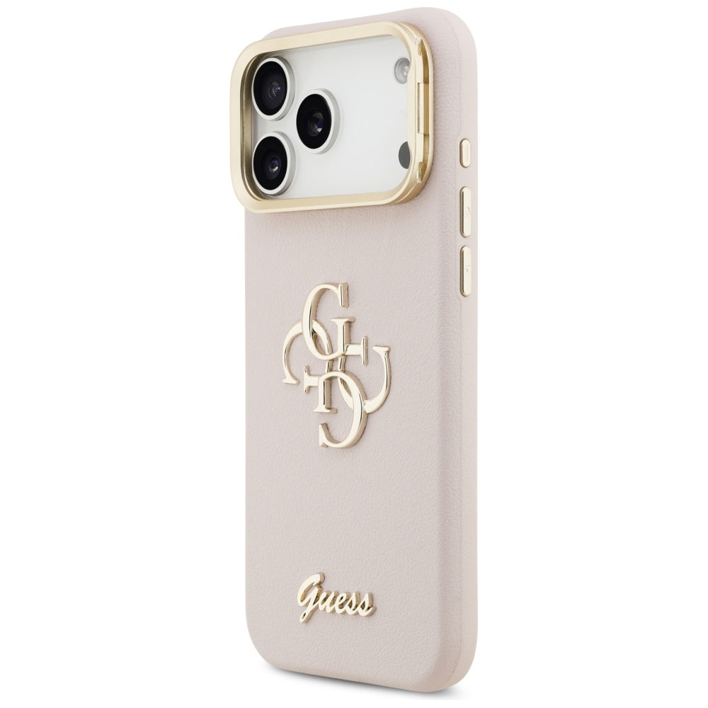 Étui pour Apple iPhone 17 Pro, Guess, Grained Big 4G Stand Camera, Rose