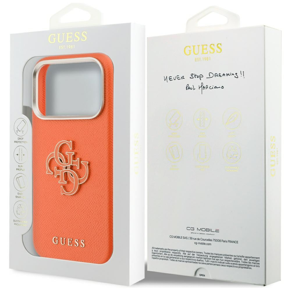 Étui pour Apple iPhone 17 Pro, Guess, Logo Résine, Orange