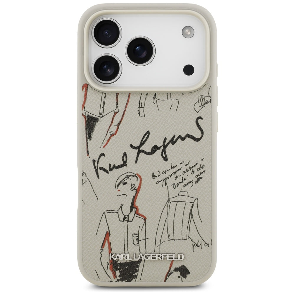 Custodia per Apple iPhone 17 Pro, Karl Lagerfeld, Logo con Motivo Granulato, Grigio