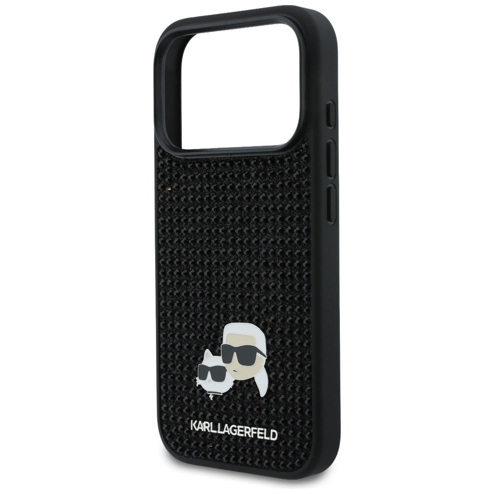 Étui pour Apple iPhone 17 Pro, Karl Lagerfeld, Rhinestone Karl & Choupette Pins, Noir