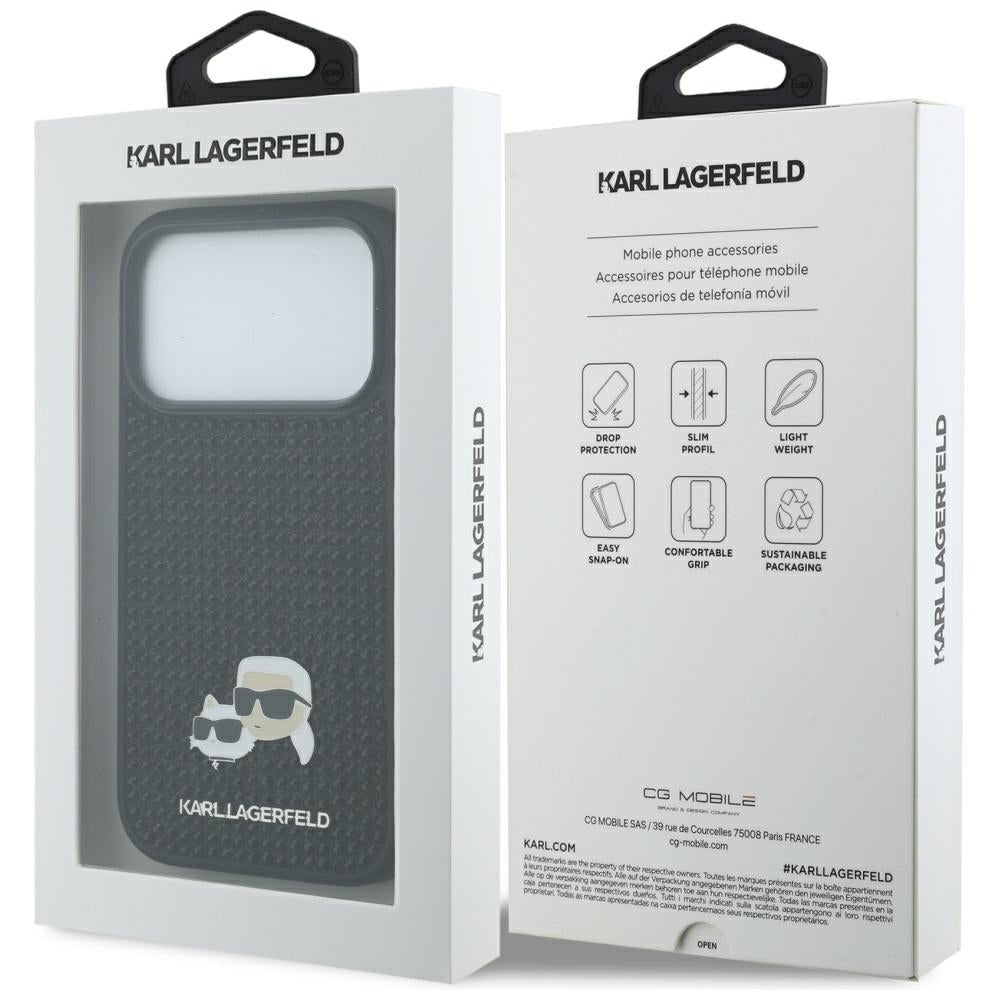Étui pour Apple iPhone 17 Pro, Karl Lagerfeld, Rhinestone Karl & Choupette Pins, Noir