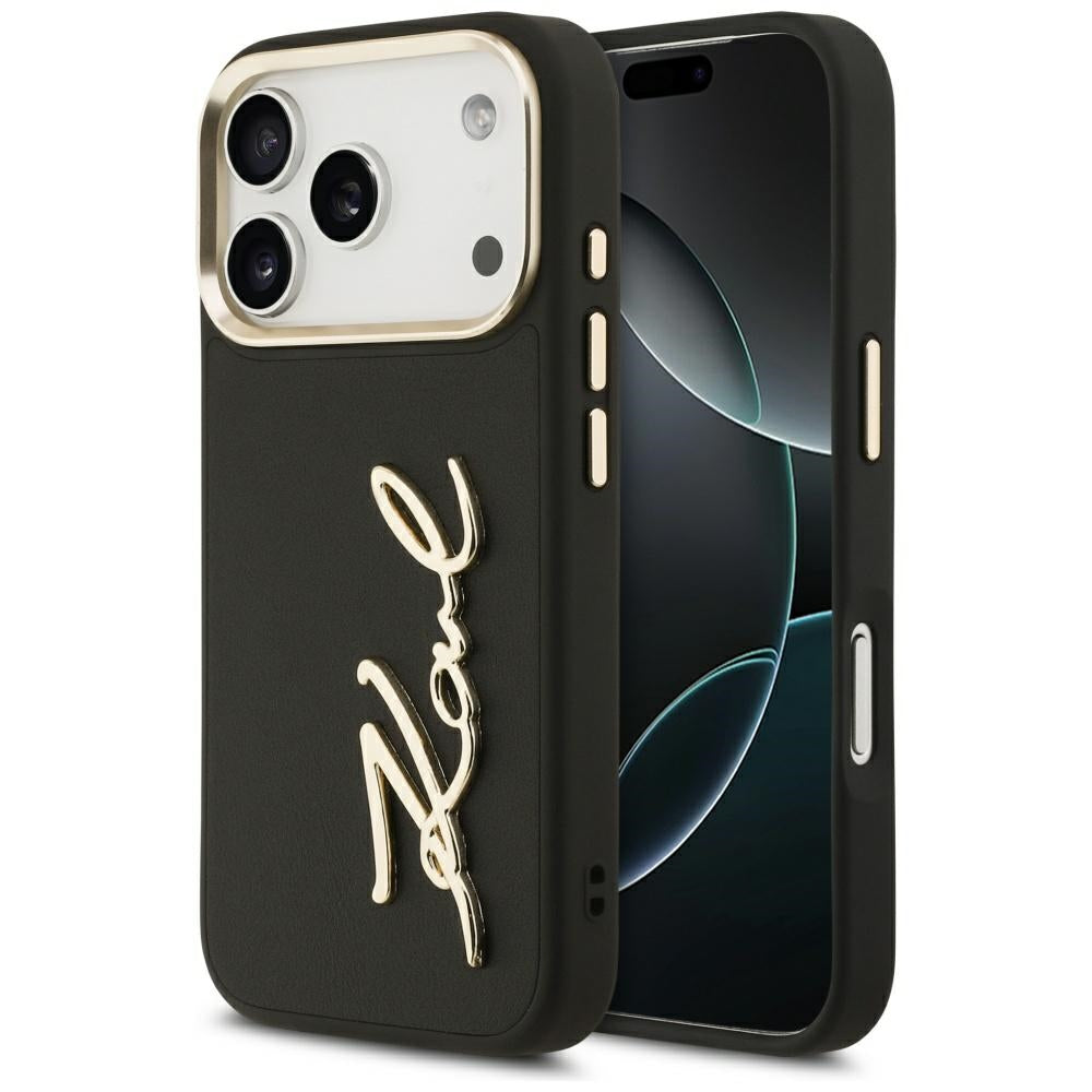Étui pour Apple iPhone 17 Pro, Karl Lagerfeld, Script Logo, Noir