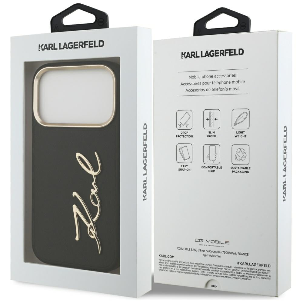 Étui pour Apple iPhone 17 Pro, Karl Lagerfeld, Script Logo, Noir