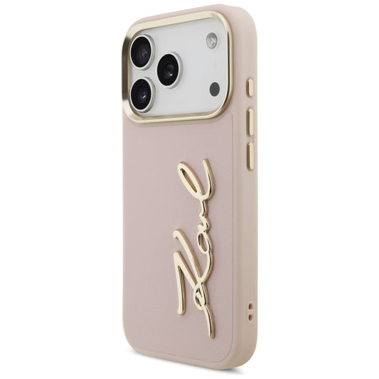 Hülle für Apple iPhone 17 Pro, Karl Lagerfeld, Script Logo, Rosa
