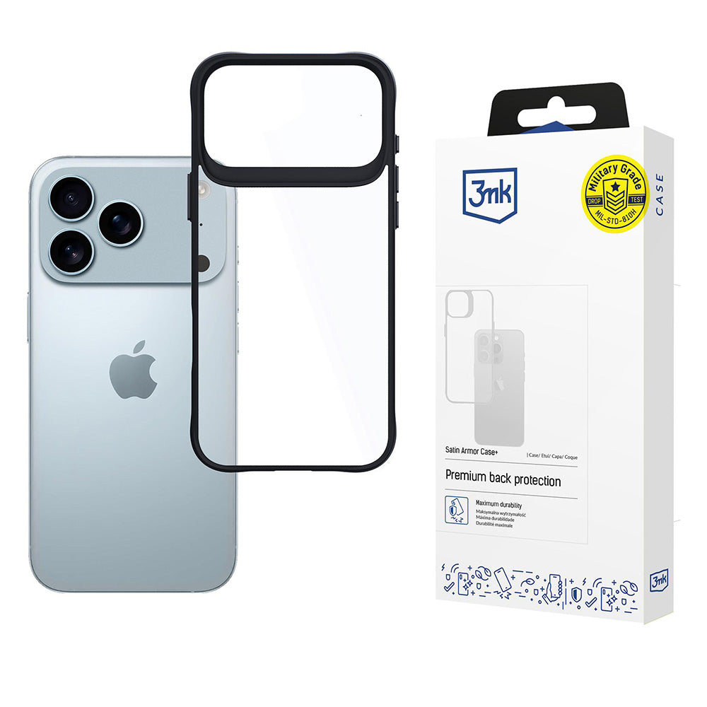 Custodia per Apple iPhone 17 Pro Max, 3MK, Satin Armor Case+, Nera