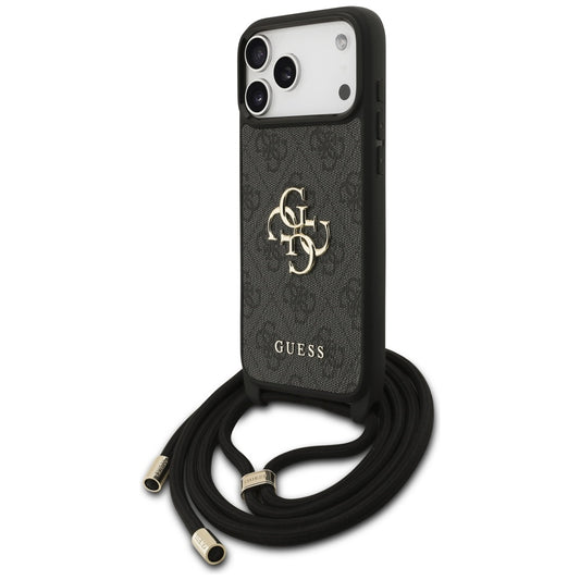 Étui pour Apple iPhone 17 Pro Max, Guess, 4G CBDY Grand Logo avec Bandoulière, Noir