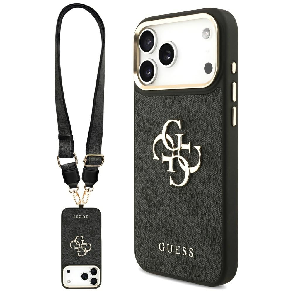 Custodia per Apple iPhone 17 Pro Max, Guess, Big 4G Classic Logo with Big Strap, Nera