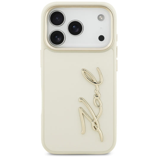 Étui pour Apple iPhone 17 Pro Max, Karl Lagerfeld, Script Logo, Beige