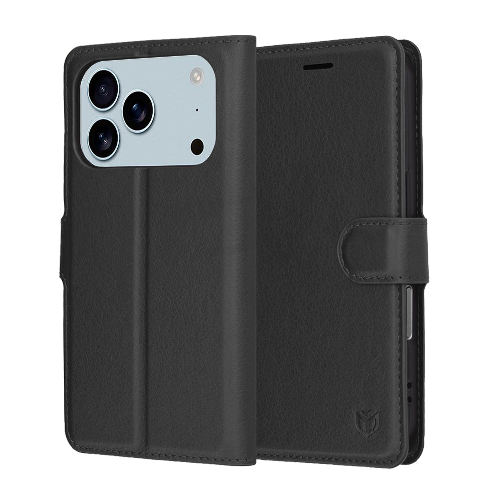 Custodia per Apple iPhone 17 Pro, Techsuit, Leather Folio, Nera