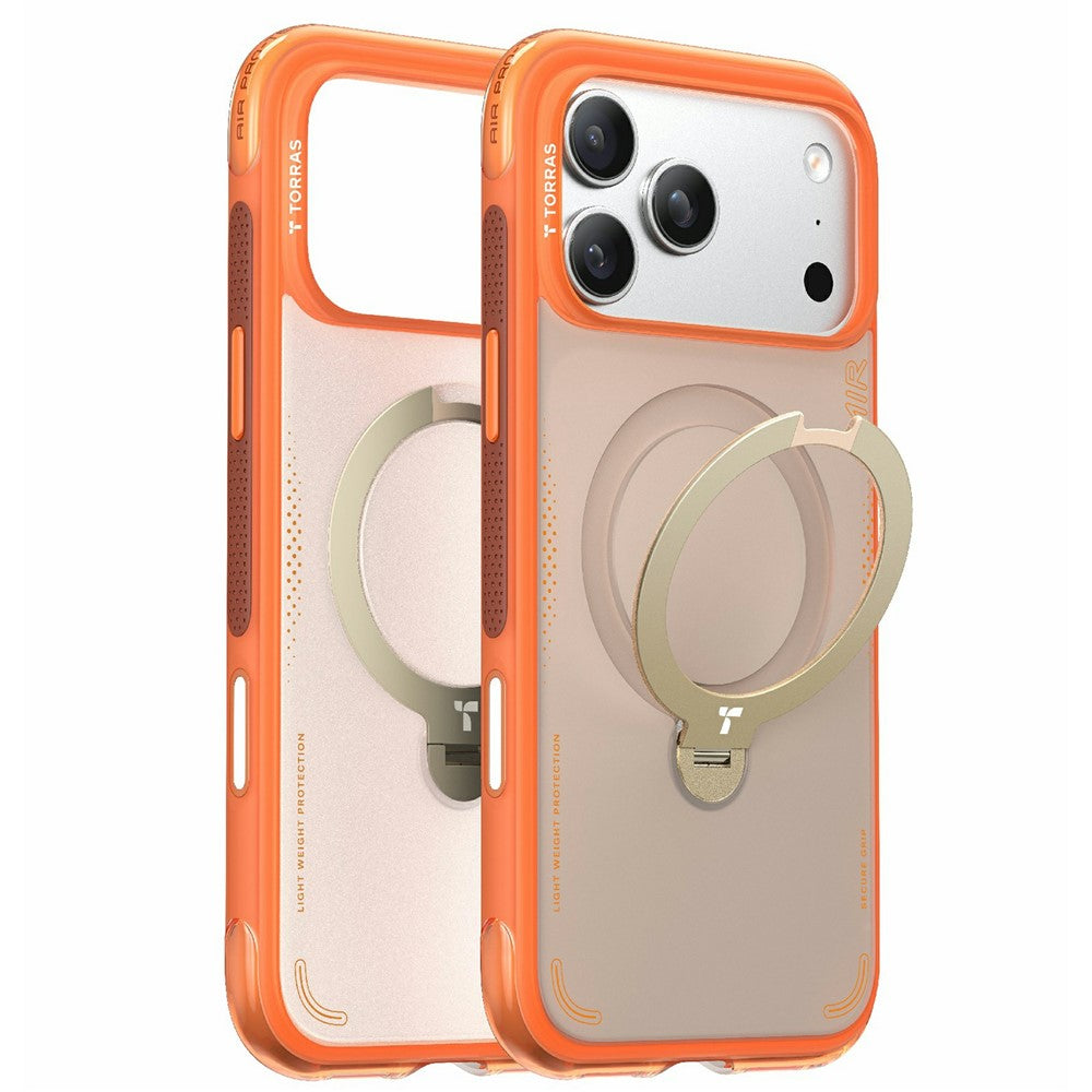 MagSafe Hülle für Apple iPhone 17 Pro, Torras, Ostand Spin Air, Orange