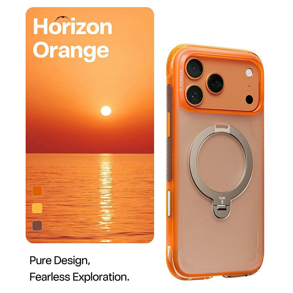 MagSafe Hülle für Apple iPhone 17 Pro, Torras, Ostand Spin Air, Orange