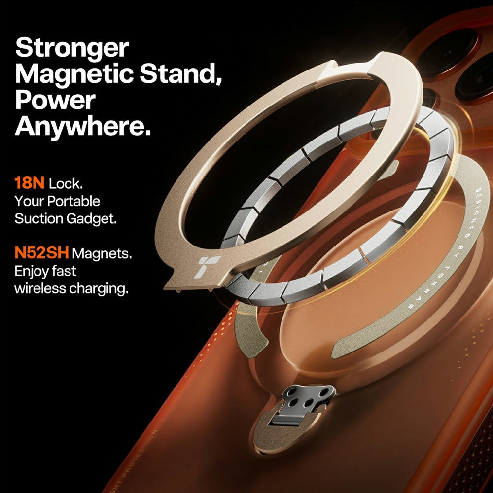 MagSafe Hülle für Apple iPhone 17 Pro, Torras, Ostand Spin Air, Orange