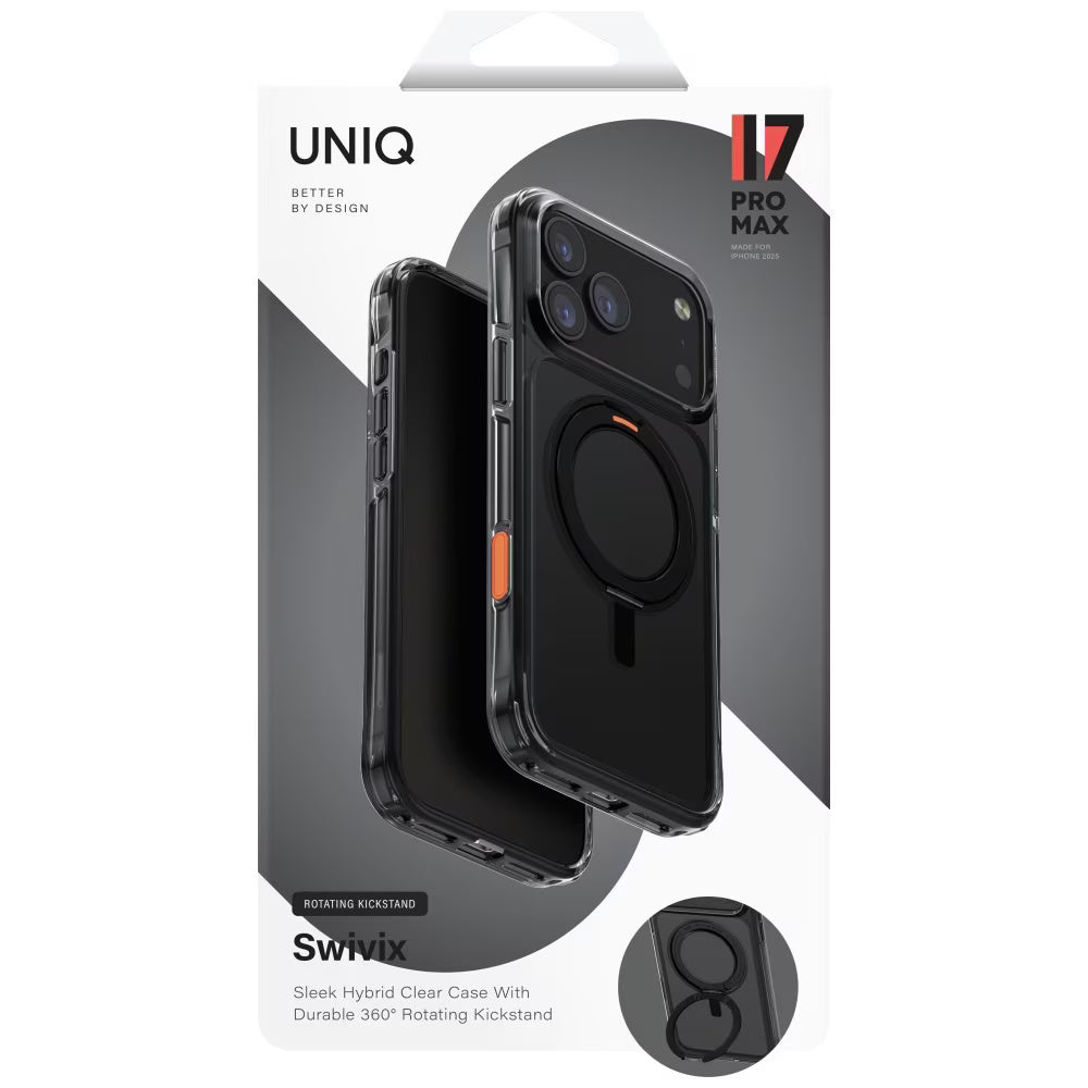 Custodia per Apple iPhone 17 Pro, UNIQ, Swivix, Nera