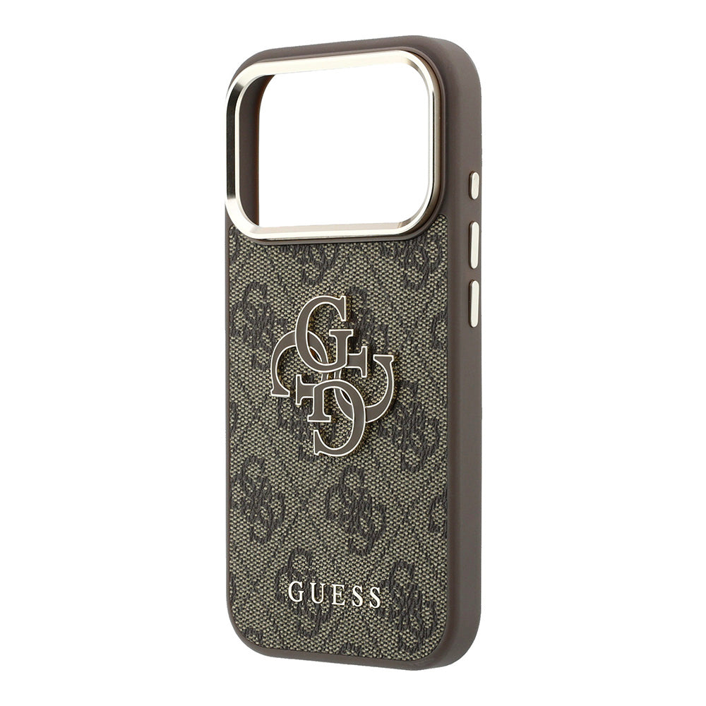 Custodia per Apple iPhone 18 Pro / 17 Pro, Guess, Logo 4G Grande in Resina, Marrone