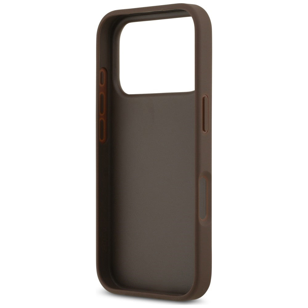 Coque pour Apple iPhone 18 Pro / 17 Pro, Guess, 4G Double Card Triangle, marron