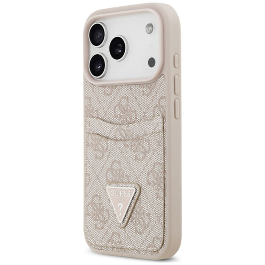 Hülle für Apple iPhone 18 Pro / 17 Pro, Guess, 4G Double Card Triangle, Rosa
