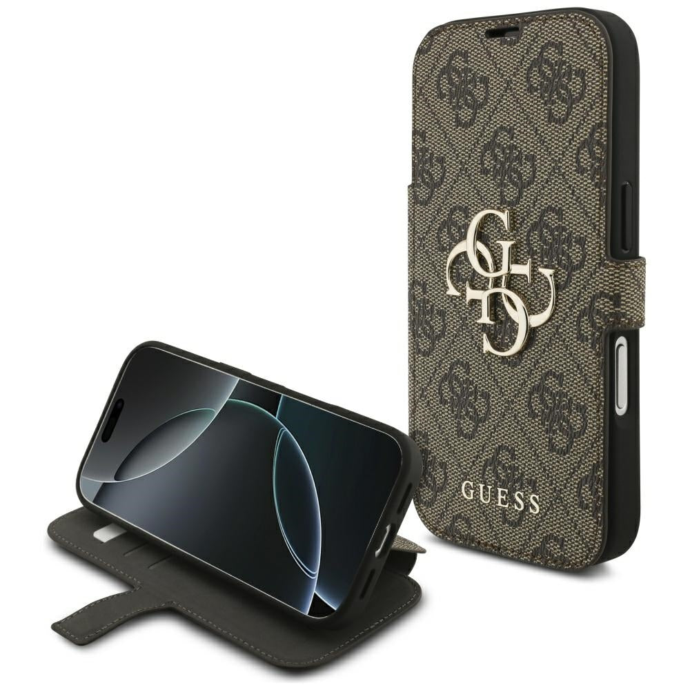 Custodia per Apple iPhone 18 Pro / 17 Pro, Guess, Logo Metallico 4G, Marrone