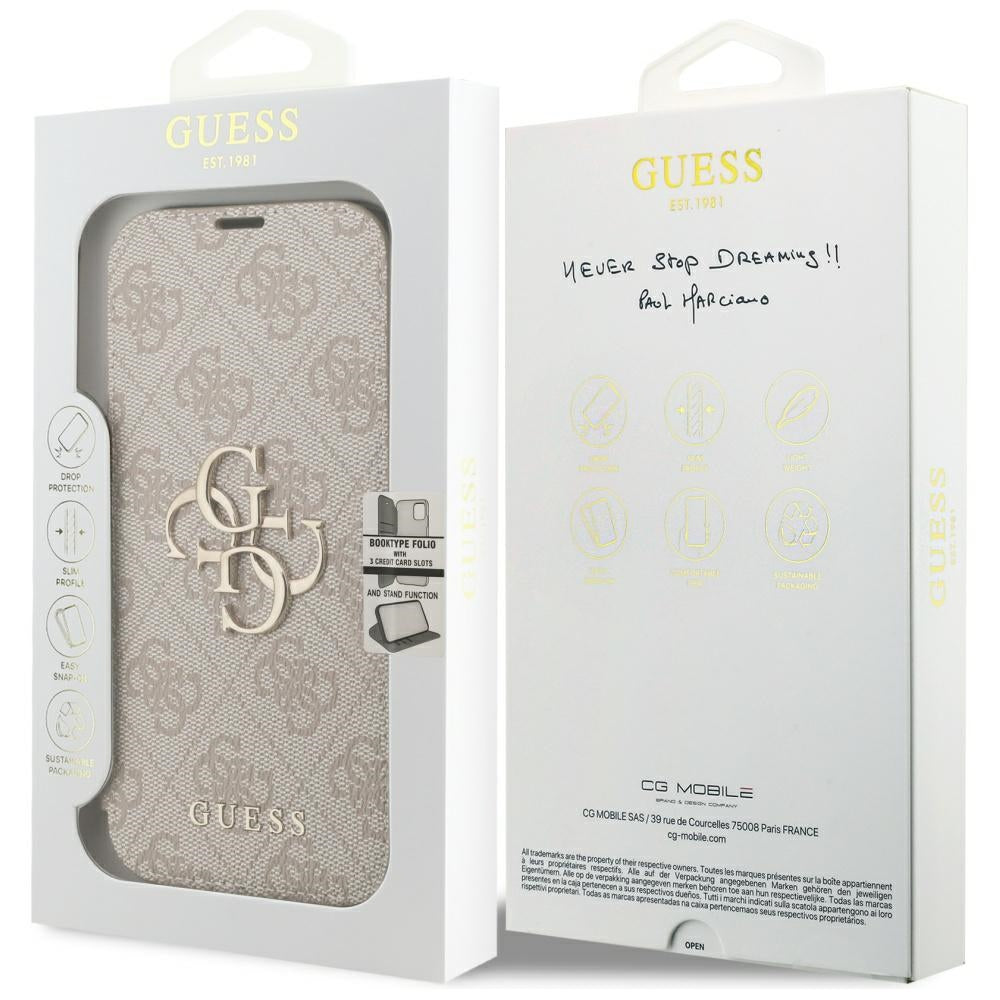 Hülle für Apple iPhone 18 Pro / 17 Pro, Guess, 4G Metall-Logo, Rosa