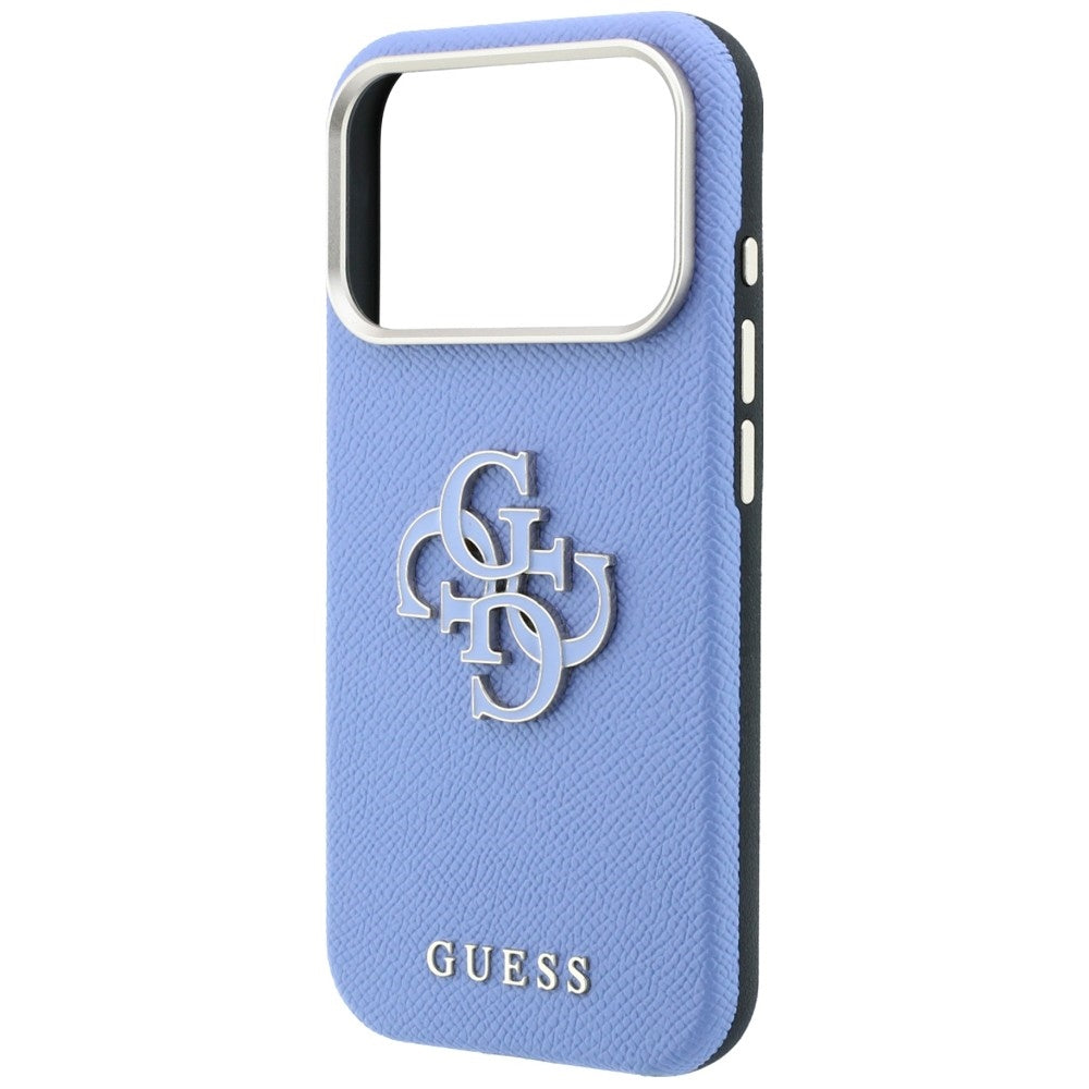 Hülle für Apple iPhone 18 Pro / 17 Pro, Guess, Geprägtes großes Harzlogo, Blau