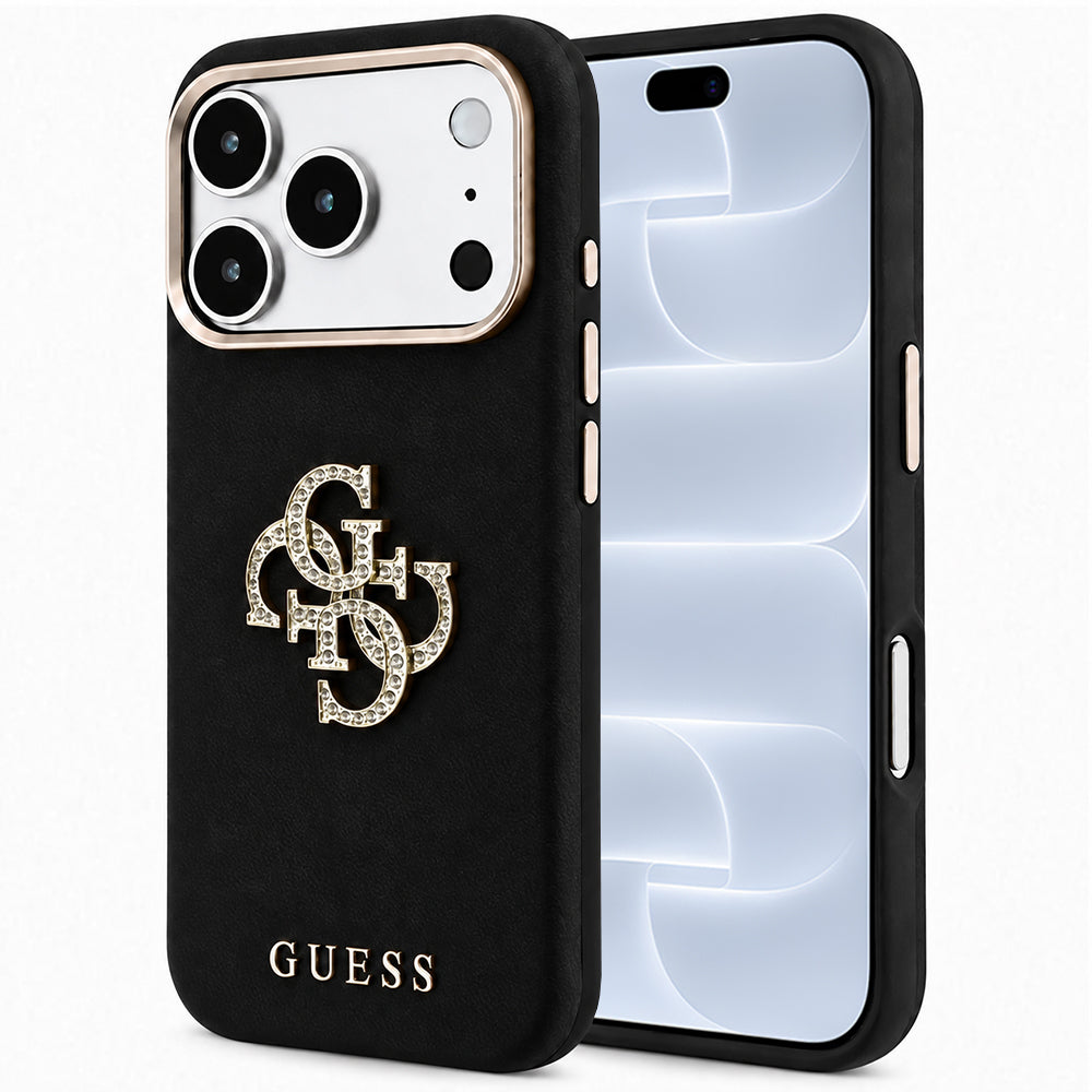 Custodia per Apple iPhone 18 Pro / 17 Pro, Guess, Smooth Big Strass Logo, Nera