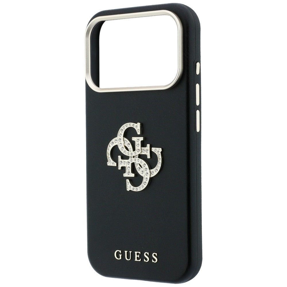 Coque pour Apple iPhone 18 Pro / 17 Pro, Guess, Logo Strass Lisse Grand, Bordeaux