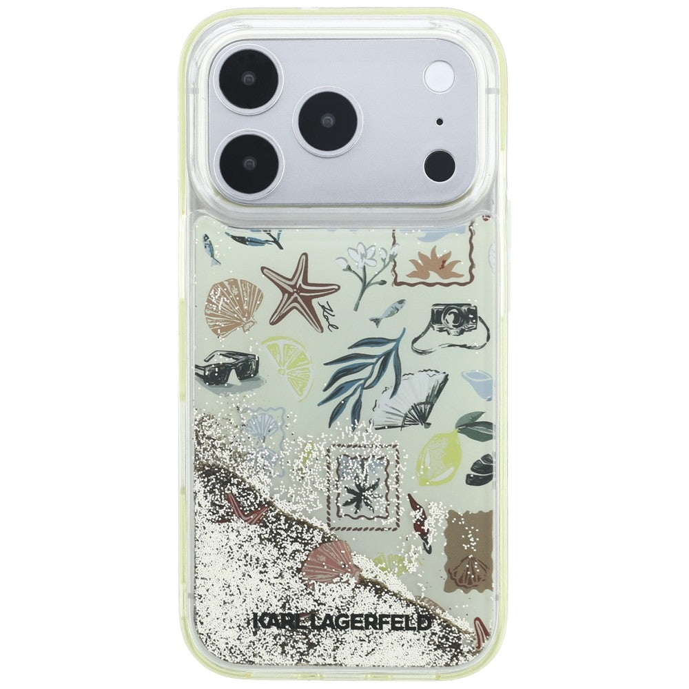 Custodia per Apple iPhone 18 Pro / 17 Pro, Karl Lagerfeld, Liquid Glitter Beach and Sand, Beige