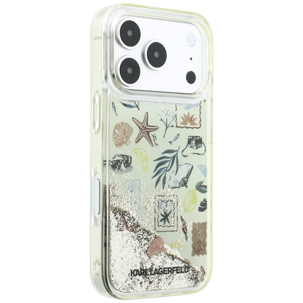 Custodia per Apple iPhone 18 Pro / 17 Pro, Karl Lagerfeld, Liquid Glitter Beach and Sand, Beige