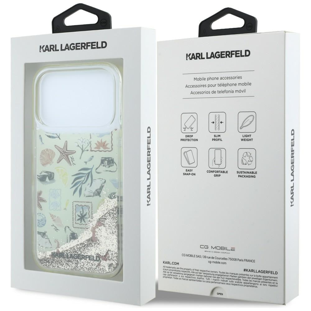 Custodia per Apple iPhone 18 Pro / 17 Pro, Karl Lagerfeld, Liquid Glitter Beach and Sand, Beige
