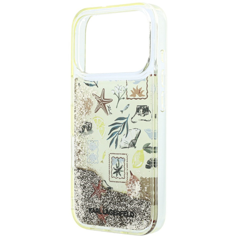 Custodia per Apple iPhone 18 Pro / 17 Pro, Karl Lagerfeld, Liquid Glitter Beach and Sand, Beige