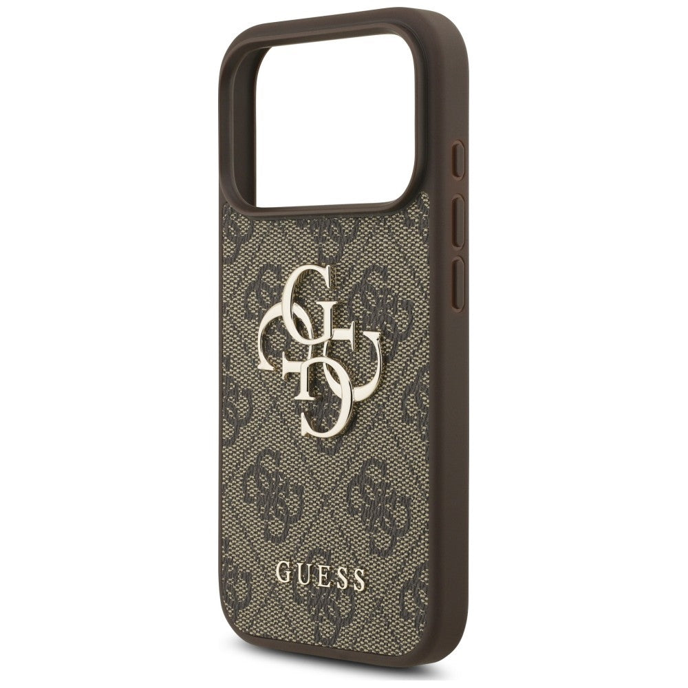 Coque pour Apple iPhone 18 Pro Max / 17 Pro Max, Guess, Logo Classique 4G avec Lanière, Marron