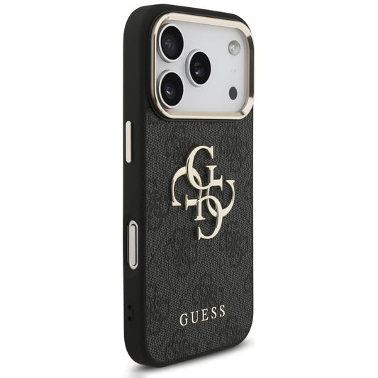 Custodia per Apple iPhone 18 Pro Max / 17 Pro Max, Guess, 4G Classic Logo con Cinturino, Nero Oro