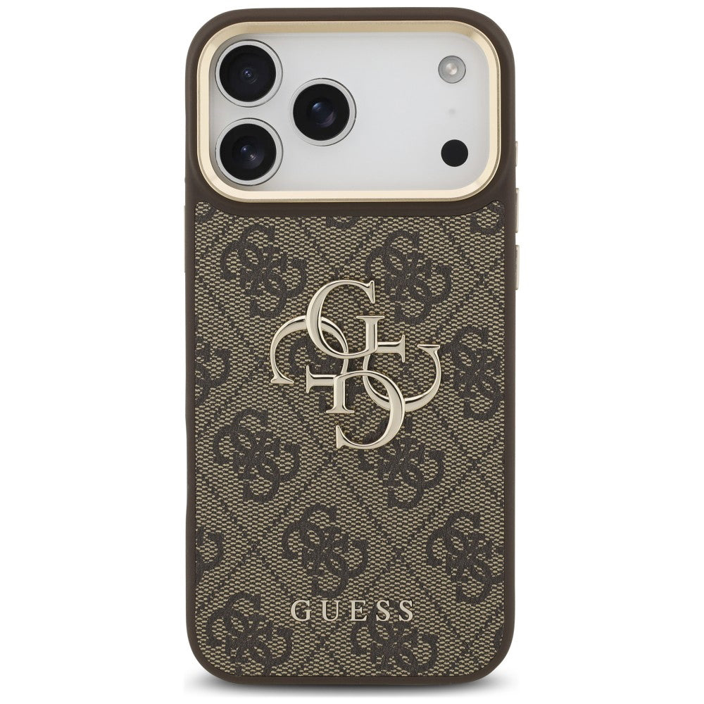 Custodia per Apple iPhone 18 Pro Max / 17 Pro Max, Guess, Big 4G Classic Logo & Big Strap Metal Buttons, Marrone